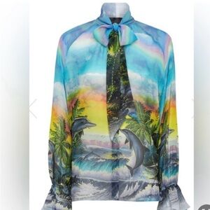 NWT Philipp Plein Silk Chiffon Shirt Hawaii